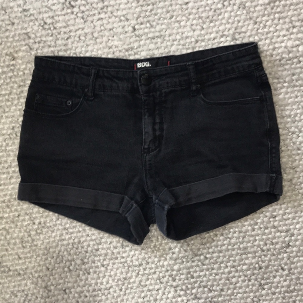 Black denim shorts